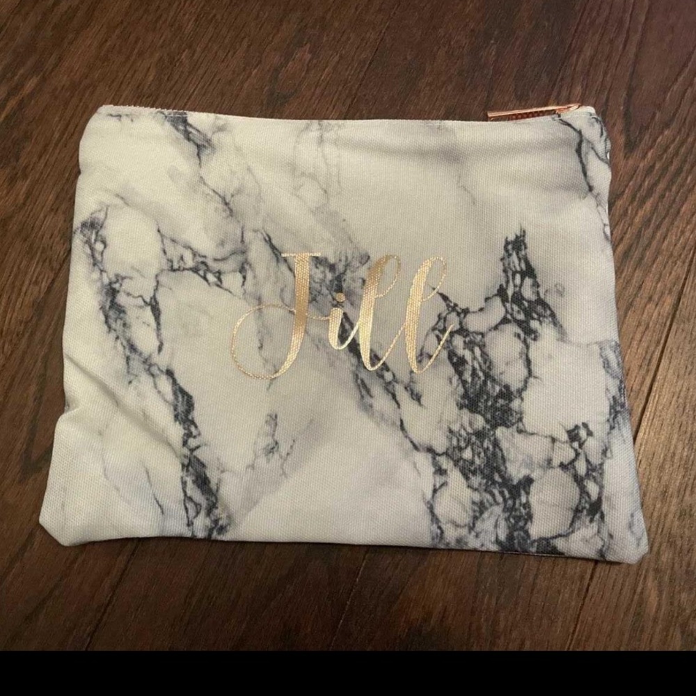 Customized Marble Pencil Case/Makeup case with name JILL